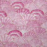 Pattern of pink and gold shell shapes on a textured background