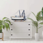 Coastal Shrimp Boat Model – Black & White Decor for Nautical Homes