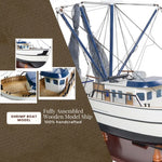 Nautical Collectible Boat – Wooden Shrimp Ship with Mast and Rigging