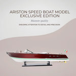 Ariston Speedboat Display Model – Handcrafted Wood and Brass – 10 Inch Height