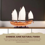 Chinese Junk Replica – Natural Finish Wooden Sailing Model