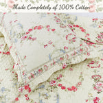 Khaki Cream Floral Reversible Quilt Set