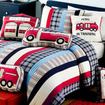 Embroidered Fire Truck Pillow – Themed Bedroom Accent