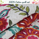 Traditional Floral Cotton Quilt Set