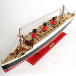 Handcrafted Queen Mary Ship Model with Plexiglass Display Case – 15” High