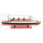 Elegant Queen Mary Ship Model + Case – Handbuilt Wooden Display – 15 Inch Height