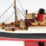 Queen Mary Ship Replica with Plexiglass Display Case – Wooden Boat Decor – 16” Height
