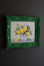 Handpainted lemons in vase wall art