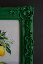Lemon vase painting with velvet backing
