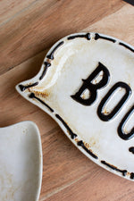 Halloween Ceramic Platters – “BOO” and Ghost Design by Kalalou