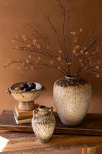 Textured Rustic Ceramic Urn – 15 Inch – Multi-Color Decorative Piece