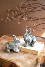 Rustic Ceramic Rabbits – 5 Inch – Distressed Multi-Tone Decorative Pair