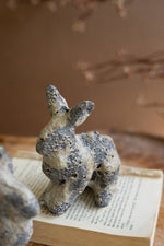 Spring Ceramic Rabbits – 5 Inch – Rustic Textured Finish – Set of 2