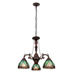 Victorian Tiffany‑Style 3‑Light Chandelier with Antique Bronze Finish