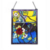 Chloe Lighting Rose Floral-Style Black Finish Stained Glass Window Panel 24"