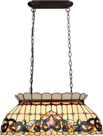 Chloe Lighting 3-Light Victorian Island Pendant with Stained Glass Shades