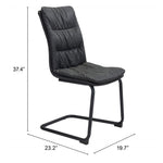 Industrial Dining Chair – Tufted Black Faux Leather Seat