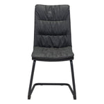 Dining Chair – Black Faux Leather & Steel Legs