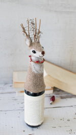 Holiday Deer Wine Cap – Felt Christmas Wine Topper