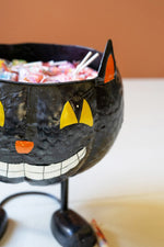 Hand-Painted Metal Cat Bowl – Halloween Candy Dish