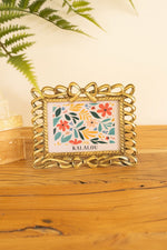 Decorative Metal Photo Frame with Bow – 5.5 Inch Height – 3x5 Picture Display