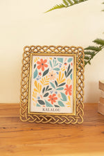 Woven Detail Metal Photo Frame – 10 Inch Height – Vertical or Horizontal 5x7