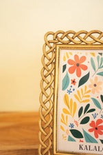 Decorative Metal Photo Frame with Woven Design – 10 Inch Height – 5x7 Picture