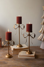 Brass Candle Stands with Bow Accent – Vintage Candle Decor