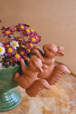 Set of 2 Terracotta Resin Squirrel Pot Hangers – 4 Sets for Hanging Decorative Garden & Planters by Kalalou