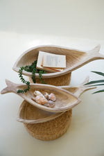 Carved Wood Fish Platter Trio