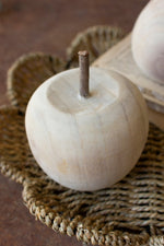 Wooden Apple & Pear Figurines – Small Carved Fruit Home Accents