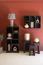 Textured Black Wall Shelf – Multi-Cubbie Storage Unit