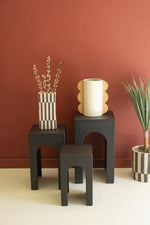 Black Wooden Side Table Trio – Modern Square Accent Tables