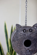 Set of 2 Decorative Hanging Cat Face Birdhouses – Painted Metal, 11″ H for Yard or Garden by Kalalou