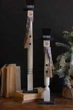 Rustic Handcrafted Wooden Snowmen Set for Christmas Décor