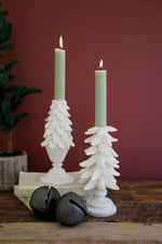 Kalalou set of two poly resin Christmas tree candle holders