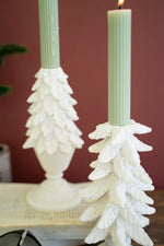 Taper candle holders with Christmas tree design