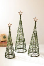 Kalalou Christmas table or mantel topiary trio