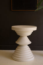 Modern white round accent table