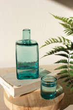 Square Green Bedside Water Carafe with Cup