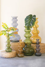 Green Glass Vase with Bubble Texture – 13.5