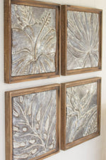 Framed Tropical Metal Tiles – Transitional Wall Art Set of 4