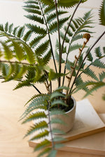 Fern Plant – Artificial 28 Inch – Greenery Accent in Cement Planter