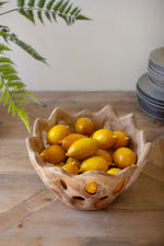 Perforated Teakwood Bowl – Handcrafted Wooden Accent by Kalalou