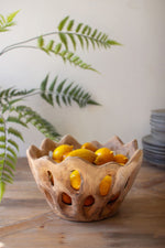 Kalalou Perforated Teak Bowl – 12