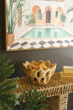 Solid Teak Perforated Bowl – Hand-Carved Wooden Accent by Kalalou