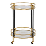 Compact Round Mobile Bar Cart with Locking Wheels
