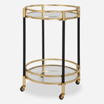 Matte Black Iron Bar Cart with Rolling Casters