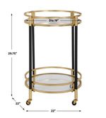 Elegant Indoor Bar Cart in Black and Brass Finish