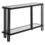 Contemporary Black Iron Console with Clear Glass Shelves